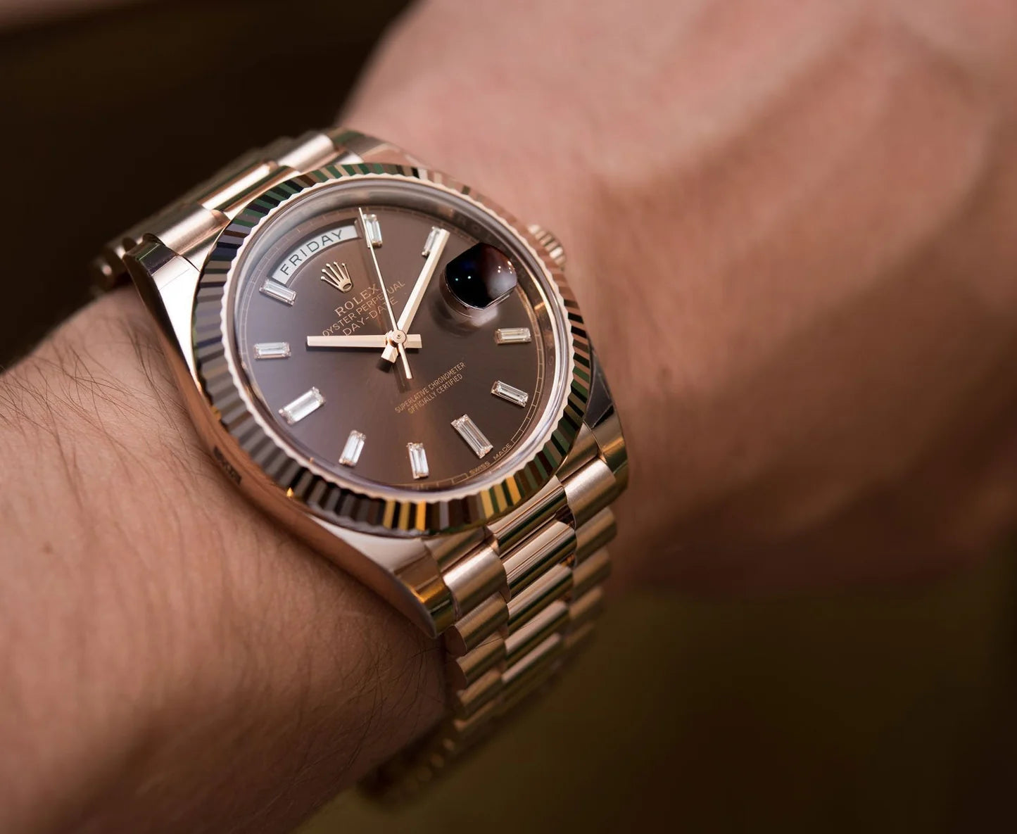 Brown Color Watch Oyster Perpetual Day-Date Brown Dial Men's Watch